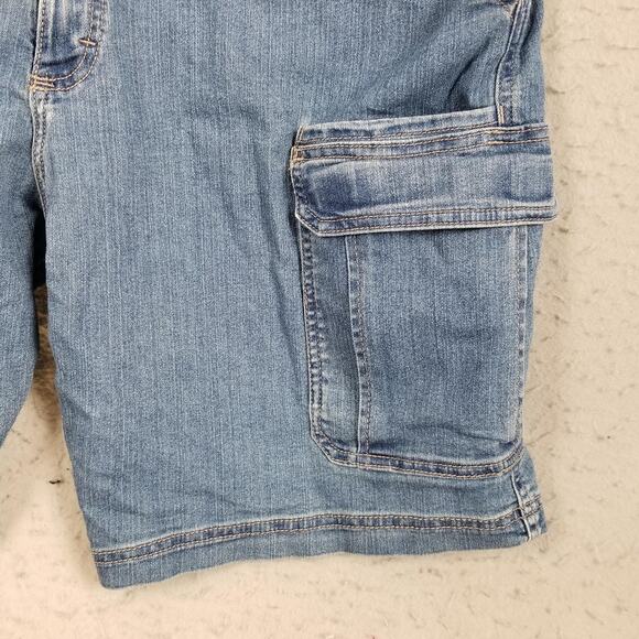 Wrangler Authentics Shorts Mens 38 Blue Denim Cargo Stretch Utility Pockets - Picture 5 of 15